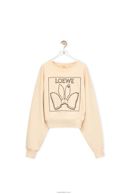 Loewe pamuklu tavşan sweatshirt 02600805 kadınlar fildişi