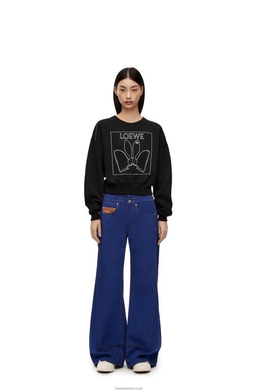 Loewe pamuklu tavşan sweatshirt 02600806 kadınlar siyah