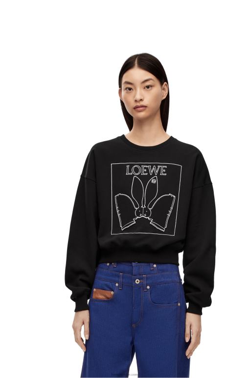 Loewe pamuklu tavşan sweatshirt 02600806 kadınlar siyah