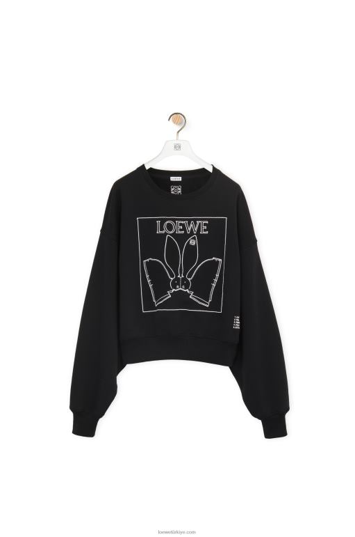 Loewe pamuklu tavşan sweatshirt 02600806 kadınlar siyah