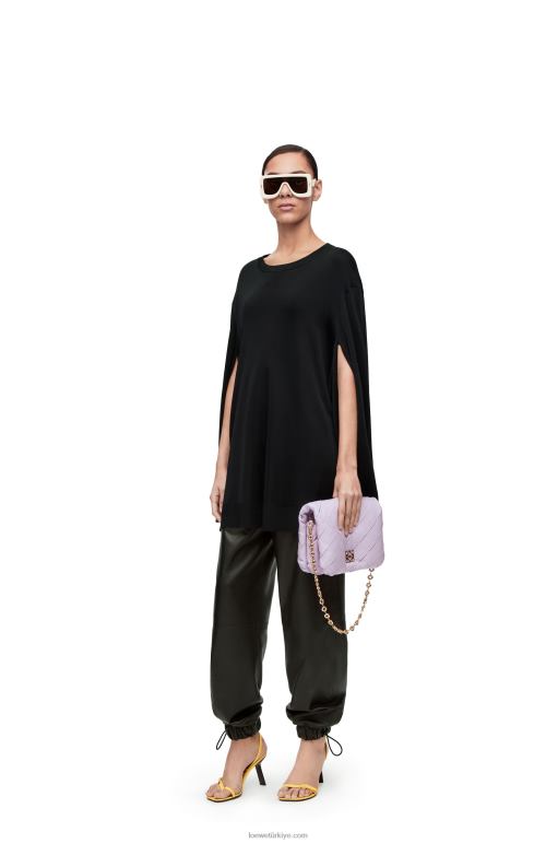 Loewe açık kollu viskon triko kazak 02600955 kadınlar siyah