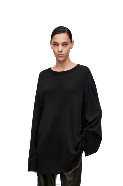 Loewe açık kollu viskon triko kazak 02600955 kadınlar siyah