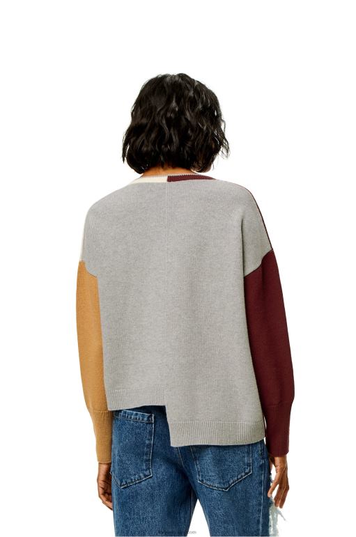 Loewe anagram asimetrik yün kazak 026001010 kadınlar brendi/bordo/krem