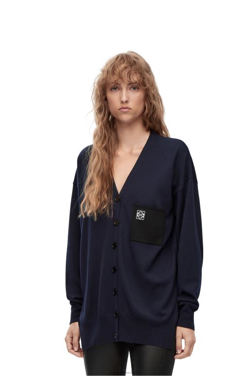Loewe anagram cepli yün hırka 02600986 kadınlar lacivert