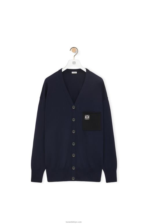 Loewe anagram cepli yün hırka 02600986 kadınlar lacivert