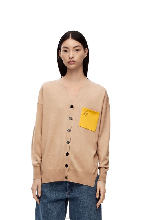 Loewe anagram cepli yün hırka 02600992 kadınlar deve
