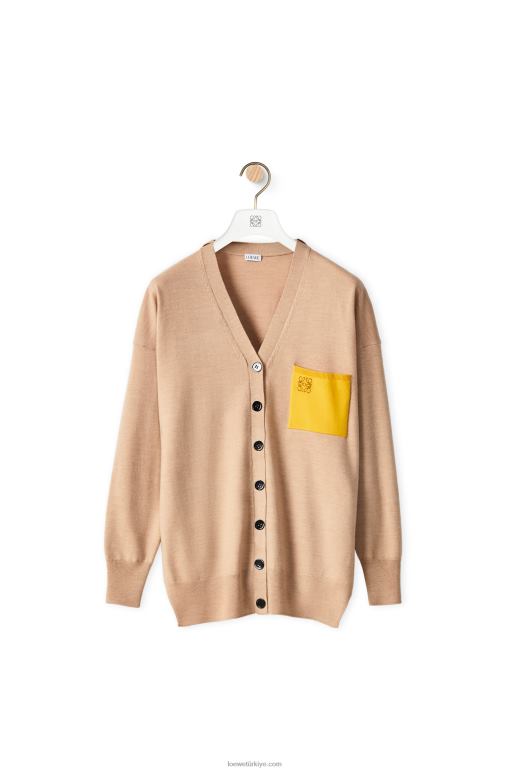 Loewe anagram cepli yün hırka 02600992 kadınlar deve