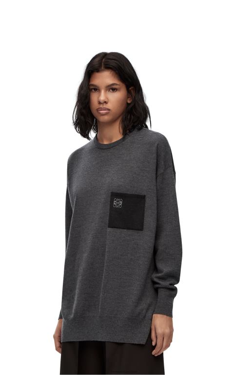 Loewe anagram cepli yün kazak 02600991 kadınlar koyu gri