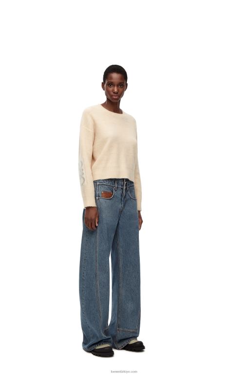 Loewe anagram kakma yün kazak 02600994 kadınlar ekru/açık gri