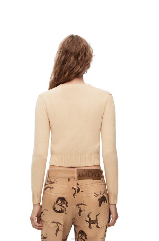Loewe geyik desenli yün kazak 02600999 kadınlar ekru