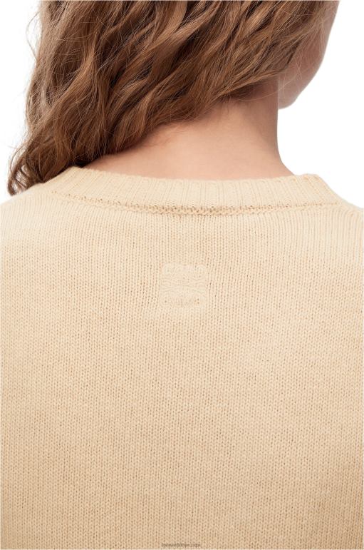 Loewe geyik desenli yün kazak 02600999 kadınlar ekru