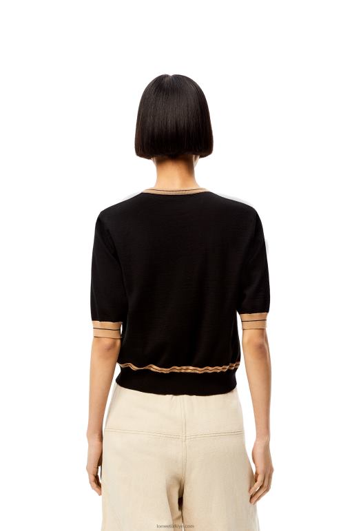 Loewe kırpılmış yün kazak 026001007 kadınlar siyah/bej