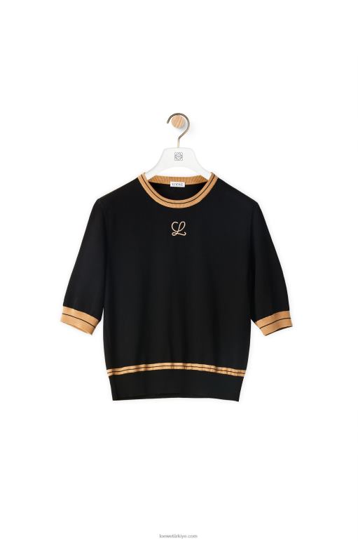 Loewe kırpılmış yün kazak 026001007 kadınlar siyah/bej