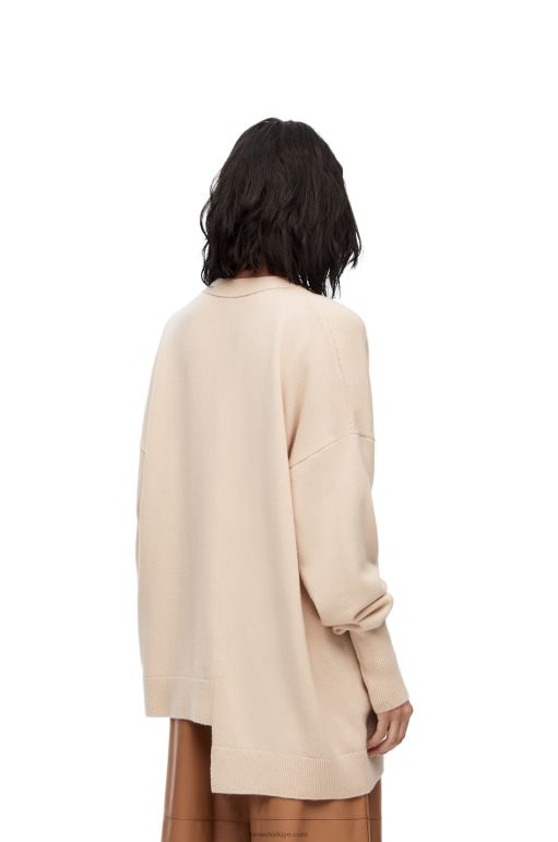 Loewe kaşmir asimetrik hırka 02600975 kadınlar Şampanya
