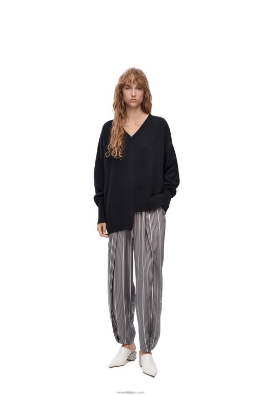 Loewe kaşmir asimetrik kazak 02600976 kadınlar koyu lacivert