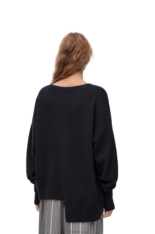 Loewe kaşmir asimetrik kazak 02600976 kadınlar koyu lacivert