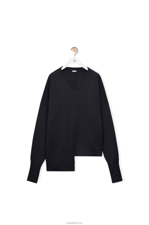 Loewe kaşmir asimetrik kazak 02600976 kadınlar koyu lacivert