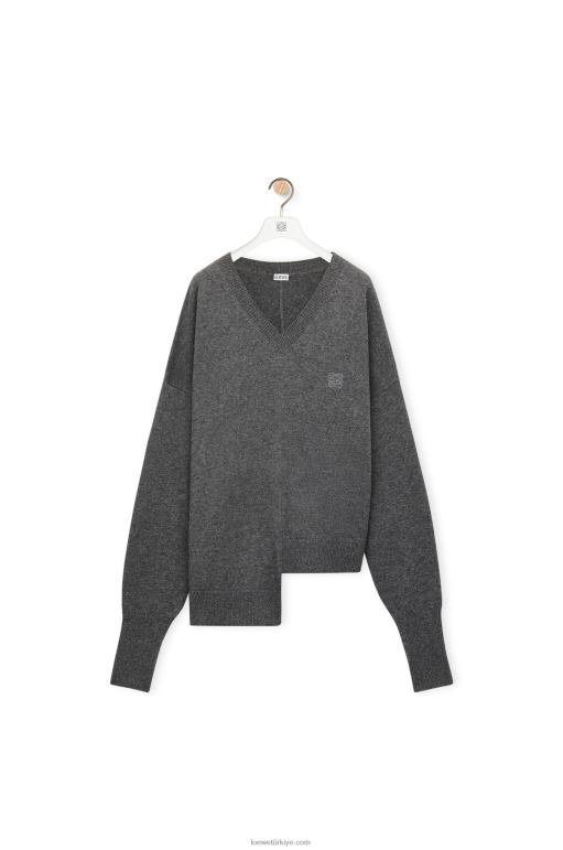 Loewe kaşmir asimetrik kazak 02600977 kadınlar koyu gri