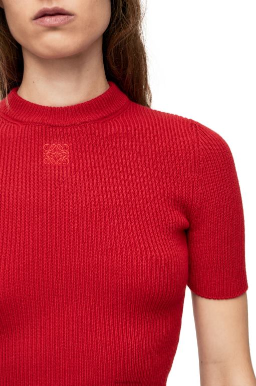 Loewe kaşmir kırpılmış kazak 02600957 kadınlar kırmızı
