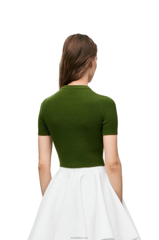 Loewe kaşmir kırpılmış kazak 02600958 kadınlar Orman yeşili