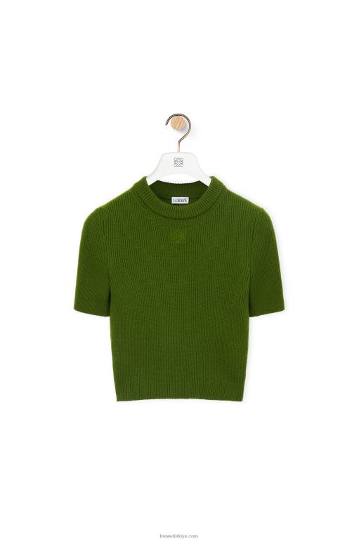 Loewe kaşmir kırpılmış kazak 02600958 kadınlar Orman yeşili