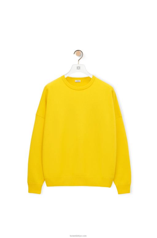 Loewe kaşmir yuvarlak yakalı büyük beden kazak 026001002 kadınlar sarı limon