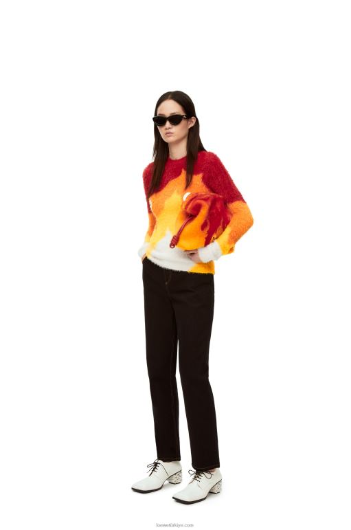 Loewe kakma desenli calcifer kazak 026001023 kadınlar turuncu çok tonlu