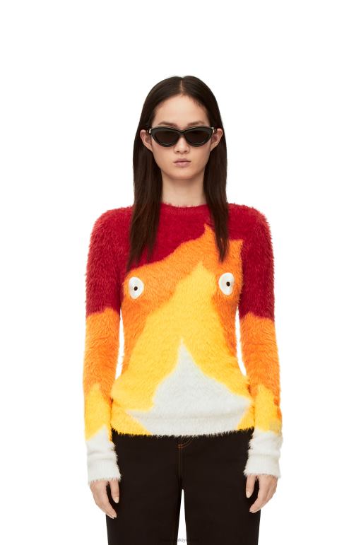 Loewe kakma desenli calcifer kazak 026001023 kadınlar turuncu çok tonlu
