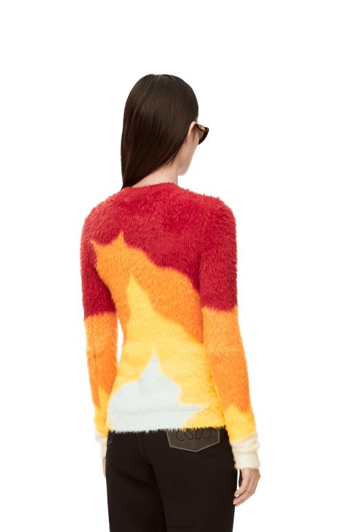 Loewe kakma desenli calcifer kazak 026001023 kadınlar turuncu çok tonlu