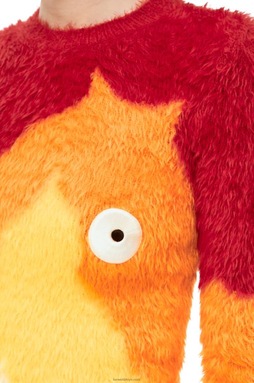 Loewe kakma desenli calcifer kazak 026001023 kadınlar turuncu çok tonlu