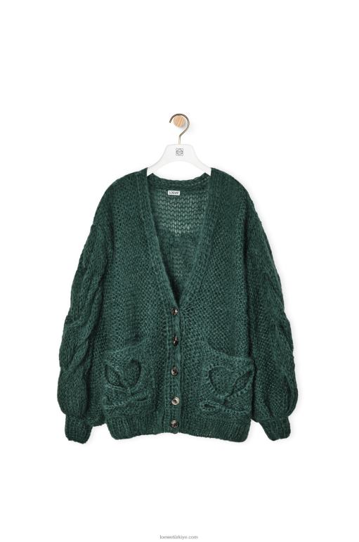 Loewe tiftik/poliamid tiftik hırka 026001030 kadınlar Orman yeşili