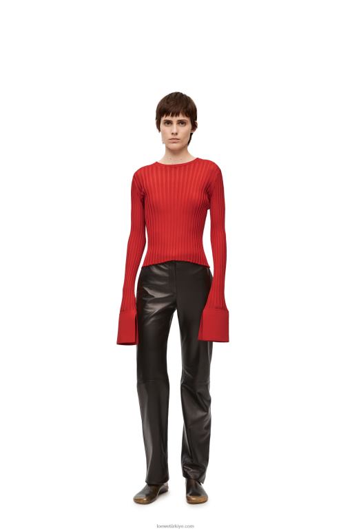 Loewe uzun kollu viskon top 02600848 kadınlar koyu turuncu