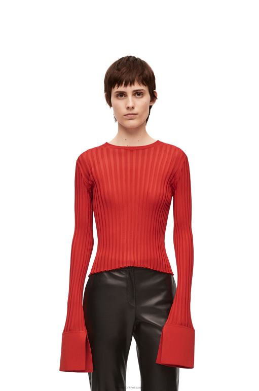 Loewe uzun kollu viskon top 02600848 kadınlar koyu turuncu