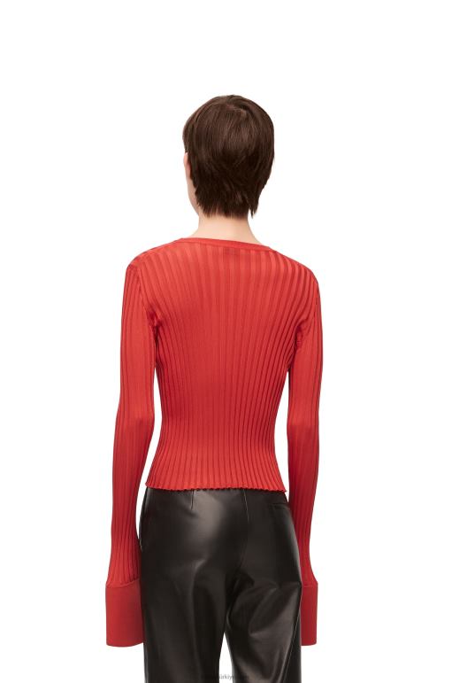 Loewe uzun kollu viskon top 02600848 kadınlar koyu turuncu