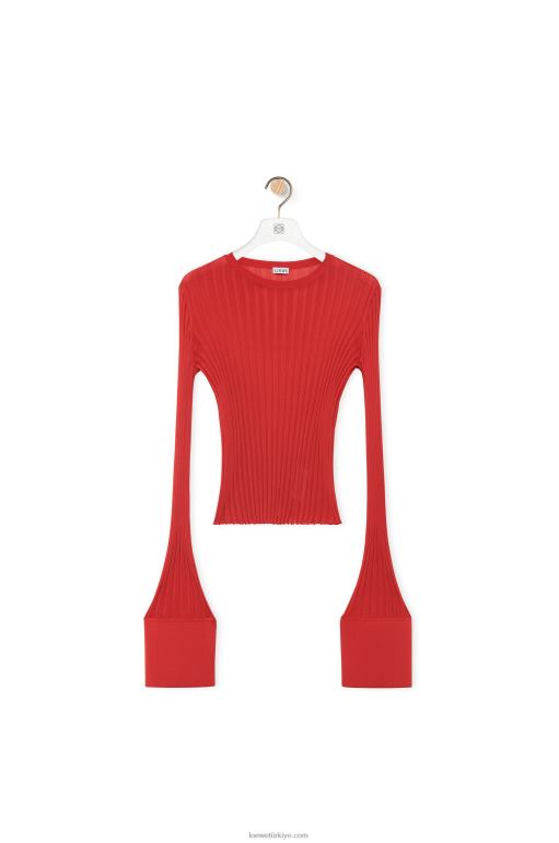 Loewe uzun kollu viskon top 02600848 kadınlar koyu turuncu