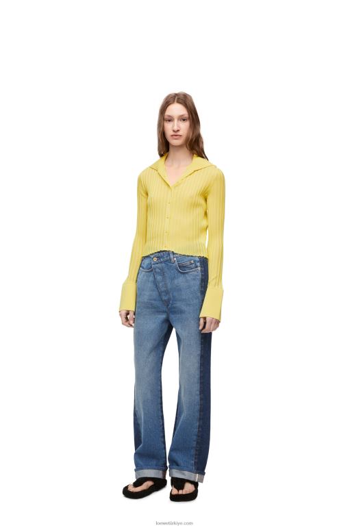 Loewe viskon hırka 02600849 kadınlar asit sarısı