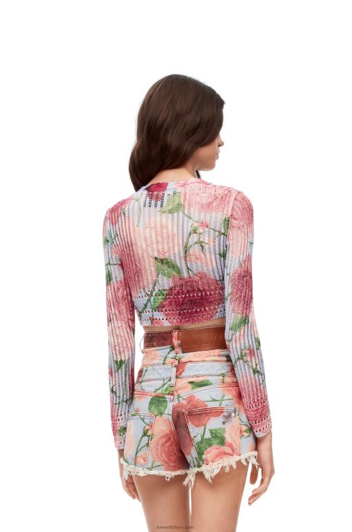 Loewe viskon hırka 02600954 kadınlar pembe çok tonlu