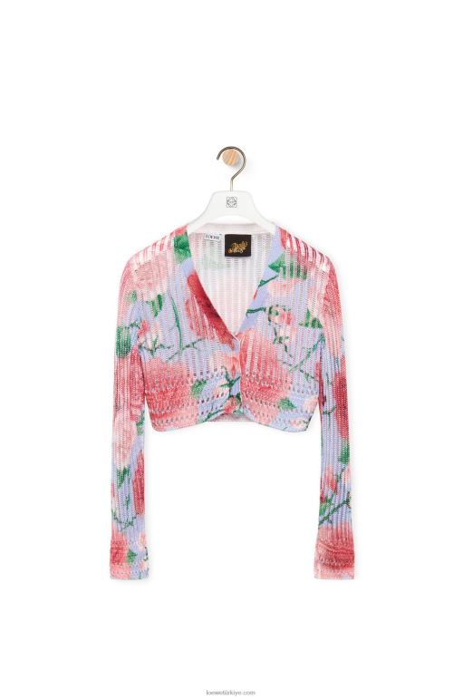Loewe viskon hırka 02600954 kadınlar pembe çok tonlu