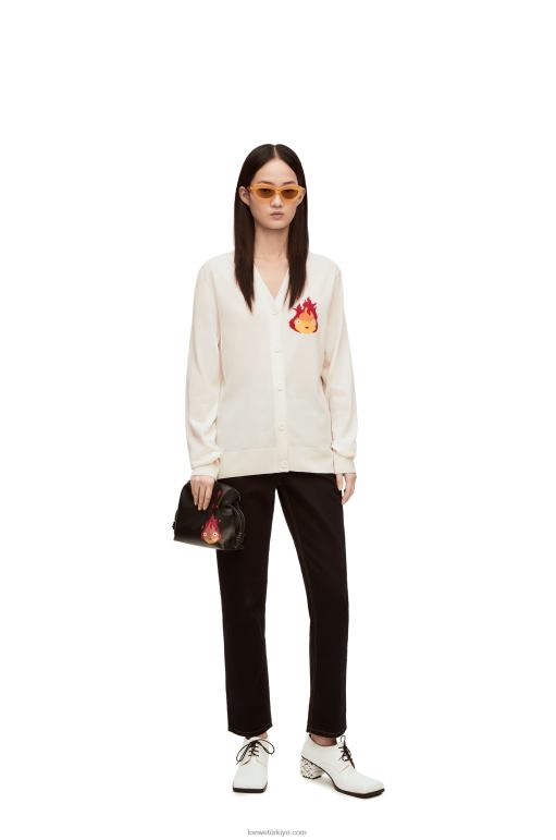 Loewe yün calcifer hırka 026001024 kadınlar ekru