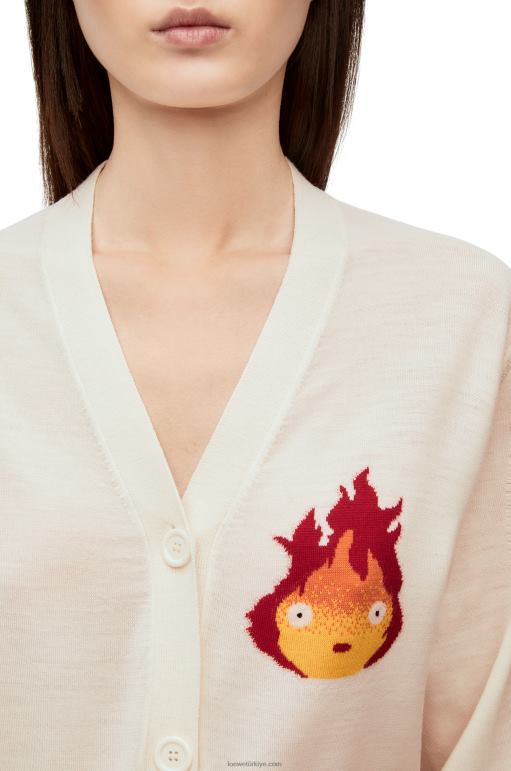 Loewe yün calcifer hırka 026001024 kadınlar ekru