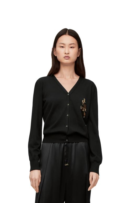Loewe yün çekicilik hırka 02600960 kadınlar siyah