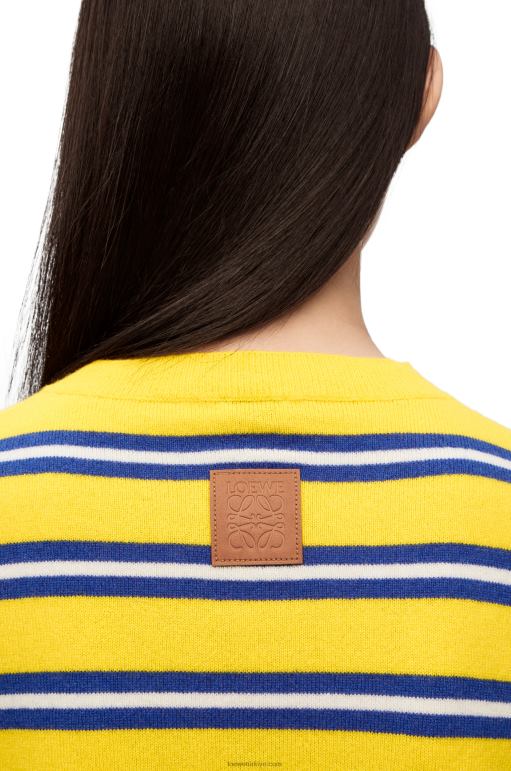 Loewe yün çizgili kazak 02600989 kadınlar sarı/çivit mavisi