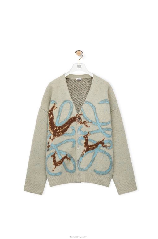 Loewe yünlü anagram geyik hırkası 02600997 kadınlar açık gri