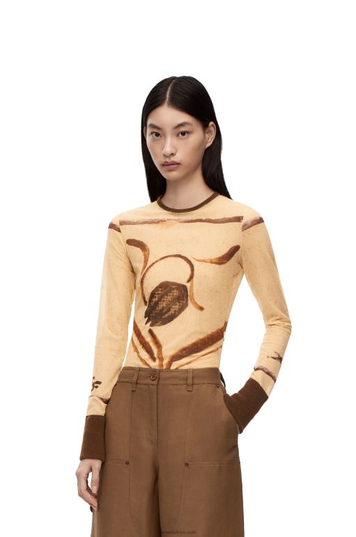 Loewe file çiçek desenli top 02600928 kadınlar açık bej/kahverengi