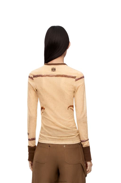 Loewe file çiçek desenli top 02600928 kadınlar açık bej/kahverengi