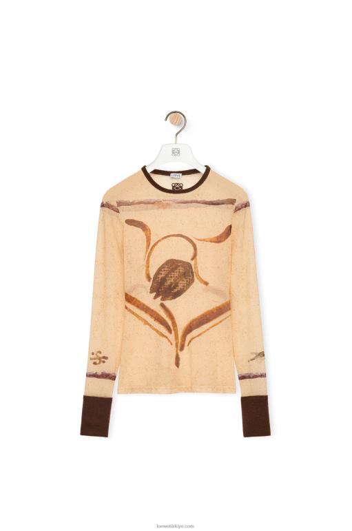 Loewe file çiçek desenli top 02600928 kadınlar açık bej/kahverengi