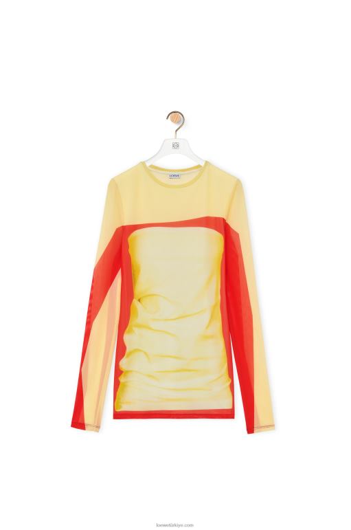 Loewe fileden uzun kollu top 02600852 kadınlar sarı Kırmızı