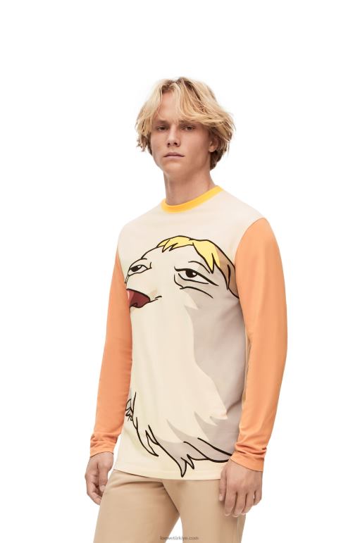Loewe pamuklu uzun kollu t-shirt 02600836 kadınlar bej
