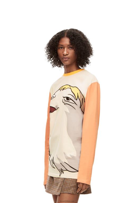 Loewe pamuklu uzun kollu t-shirt 02600836 kadınlar bej