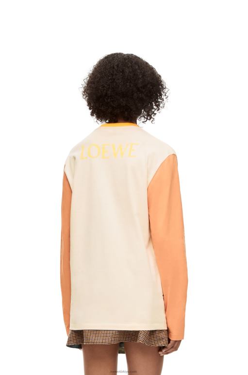 Loewe pamuklu uzun kollu t-shirt 02600836 kadınlar bej